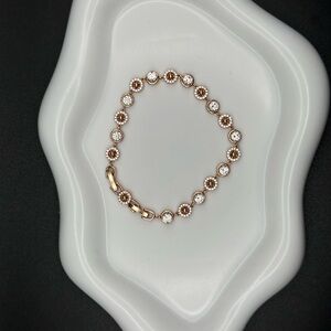 Rose Gold Filled Halo CZ Station Bracelet – Dainty Circle Crystal
